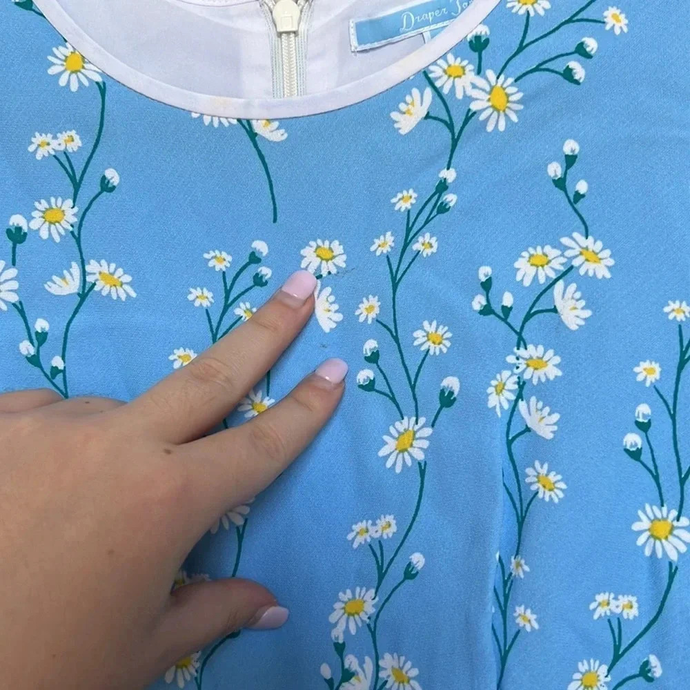 Draper James Blue Daisy Floral Rosslyn Dress 3/4 Sleeves - Picture 5 of 10